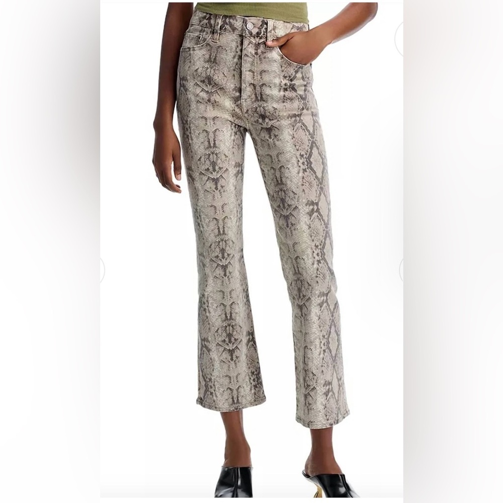 pistola Snake Print Cropped Ankle Jeans in Taupe and Black SZ: 24